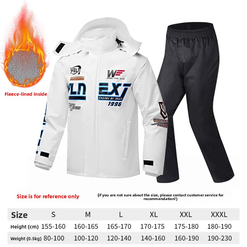 Motorcycle Gear White - Herren-Motorrad-Regenmantel-Anzug, atmungsaktiv, Anti-Regensturm, Ganzkörper-Oxford-Stoff, Reiten, Regenausrüstung,
