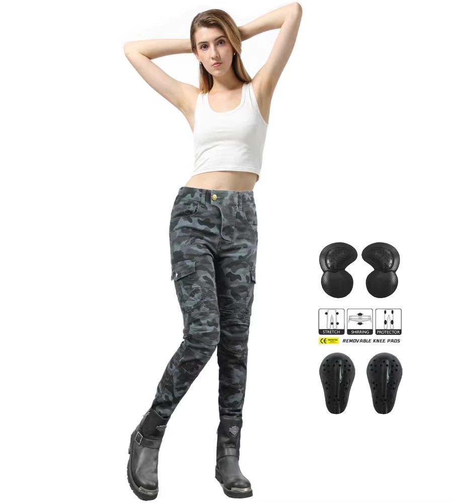 Motorcycle Gear Testing - Frauen Jeans Camouflage Motorrad Hosen Pantalon