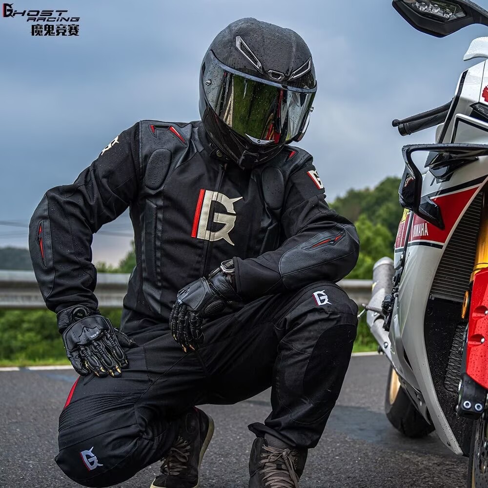 Motorcycle Gear With Airbag - Motorrad-Rennanzug-Set mit Airbag-Höckchen-Design, Ganzjahres-Textil-Fahrausrüstung für Herren,